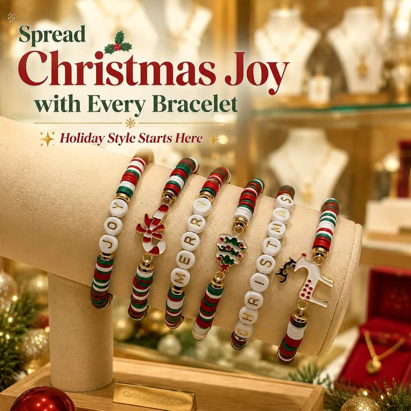 Christmas Festive Gifts for Women Adults - Xmas Sweater Dresses Shirts Outfits Accessories | Christmas Party Favors Supplies OHOME Stocking Stuffers - 6 Pack Christmas Bracelets for Teens Girls Women B0H492897X