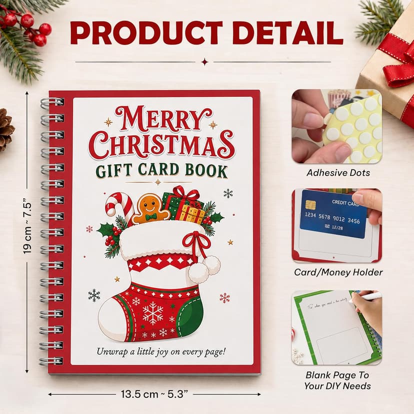 5x7 Inches Christmas Gift Card Book For Teens, Adults, Kids; Easy to Gift, Teen Girl Gifts Trendy Stuff, Stocking Stuffers Merry Christmas Gift Card Book For Teens, Adults - 24 Pages Gift Card Book B0HBPYN1SW