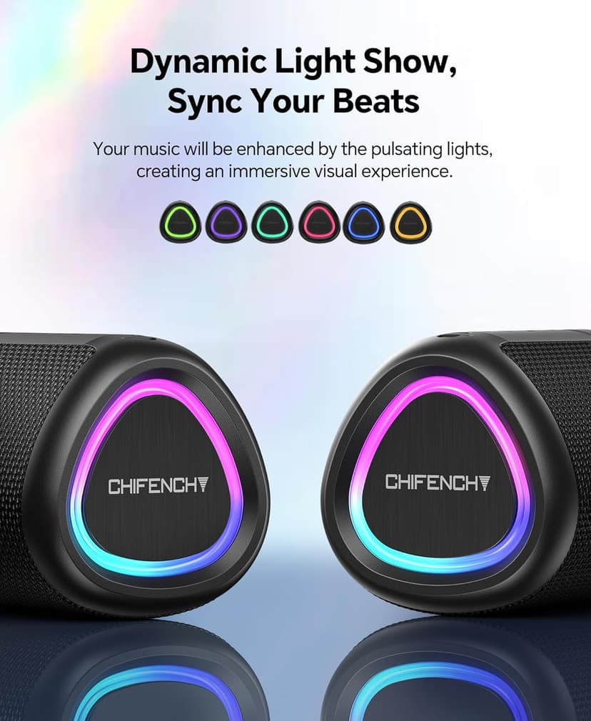 Powerful HD Sound, Dynamic Lights, 15H Playtime, BT 5.3, TWS Pairing, IPX5 Beach|Camping|Pool Accessories, Halloween Music Portable Bluetooth Speaker Gift Ideas: Outdoor Travel Essentials Waterproof B0CX1FRR27