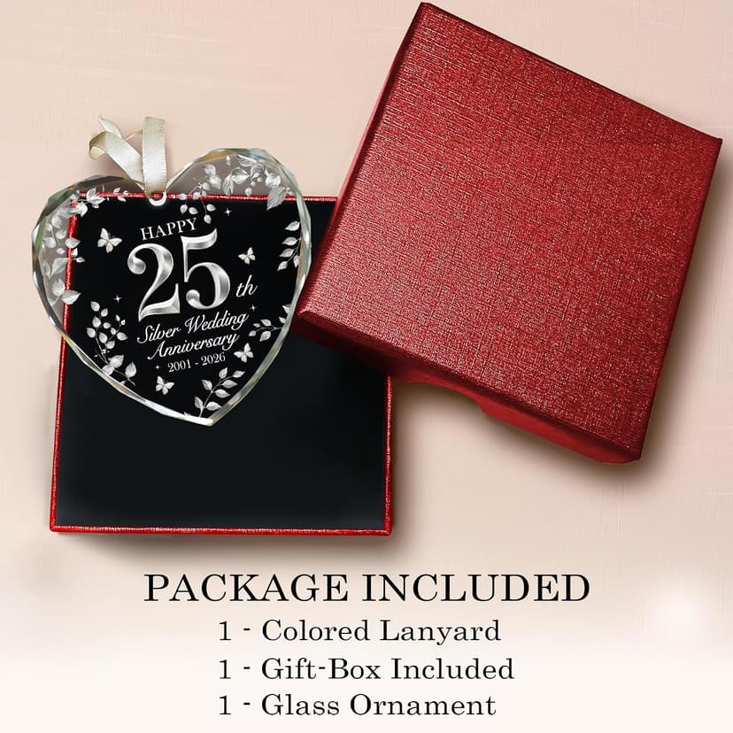 25th Wedding Anniversary Ornament 2001–2026, Silver Anniversary Wedding Gifts Keepsake, 25 Year Anniversary Marriage Gift for Couple, Wife, Husband B0G8KSNVCM