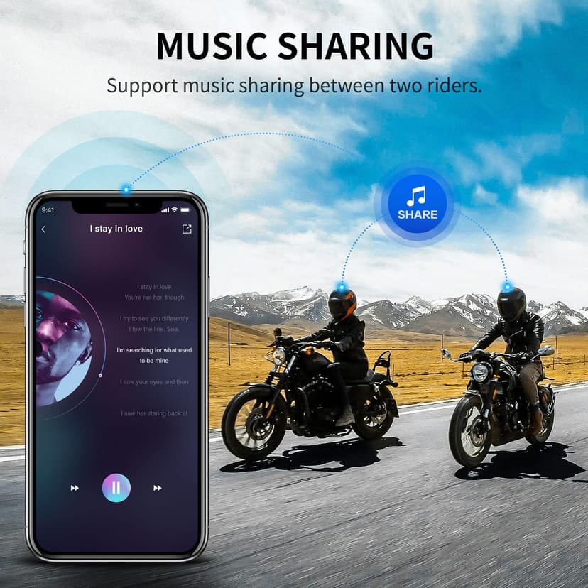 Fodsports Motorcycle Bluetooth Intercom, Music Sharing, M1S Pro 2000m 10 Riders Group Helmet Communication System Headset Universal Wireless Interphone (Waterproof/Handsfree/Stereo Music/GPS/2 Mic)