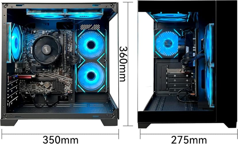 YAWYORE Gaming PC Desktop Computer AMD Ryzen 5 5600GT,16GB DDR4 3200MHz,1TB M.2 NVMe PCle,550W 80PLUS PSU,WiFi,Game Design Office Console,Sea View Room, Towers Prebuilt PC (Black)