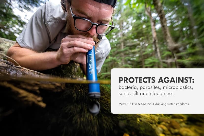 Water Filter for Hiking, Camping, Travel, and Emergency Preparedness, Removes Bacteria and Parasites LifeStraw Personal Water Filter for Hiking, Travel and Emergency, Blue, 1PK B006QF3TW4