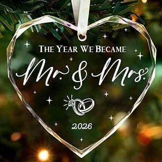Mr and Mrs Gift for Newlywed, Future Mr Mrs - Just Married Party Decoration Christmas Glass Ornament - Wedding Registry Ideas Wedding Gift for Couples 2026 Bridal Shower Gift for Married Newlywed B0FW4YQ8FM