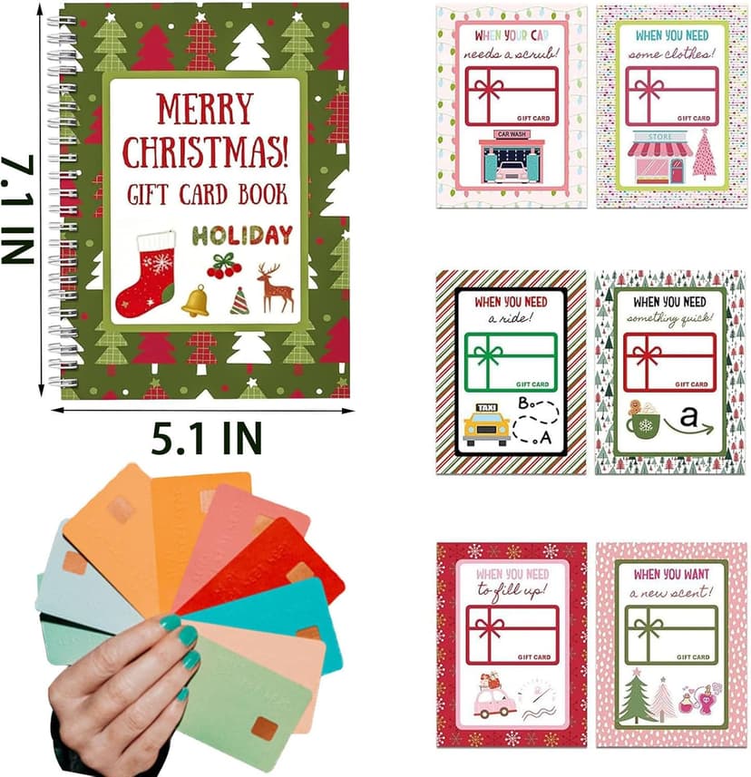 Christmas Stocking Stuffer Christmas Gift Card Book for Adults, Merry Christ-mas Gift Cards, 5x7 Color Spiral Bound Card Book- Surprises On Every Page, DIY Personalized Xmas Gifts for Family, Friends, Students B0FW3QJVR6