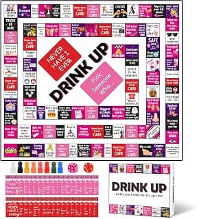 Drinking Board Games for Adults Waterproof Rubber Mat Drink Up Board Games Adult Tipsy Funny Party Interactive Drinking Games Ideal for Game Night Birthday Party Play, Age 21+, 2-8 Players