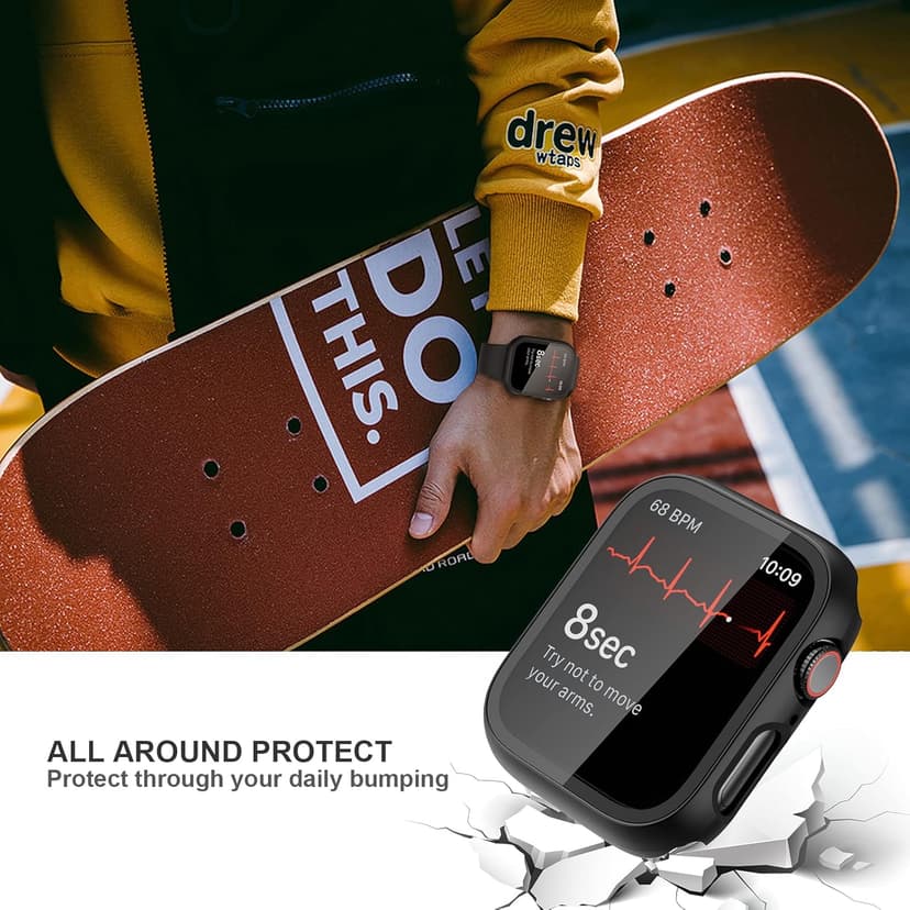 2 Pack Case with Tempered Glass Screen Protector for Apple Watch Series 9/8/7 41mm,JZK Slim Guard Bumper Full Hard PC Protective Cover HD Ultra-Thin Cover for iWatch 9 8 7 41mm Accessories,Clear