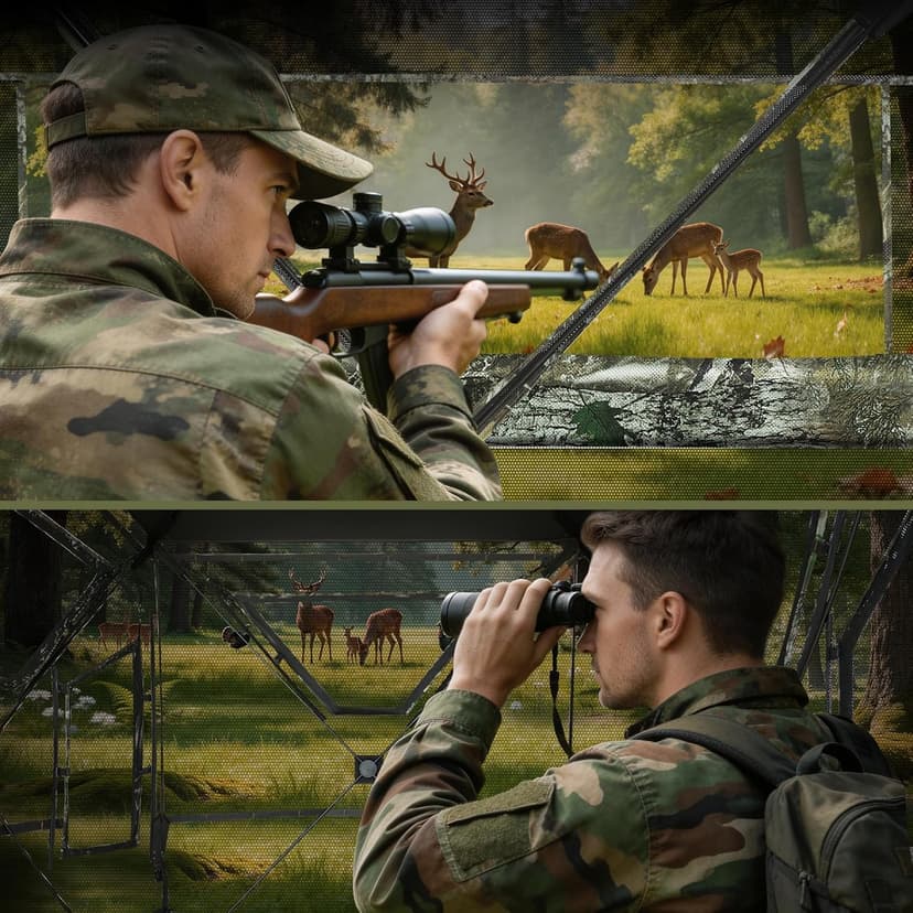 Hunting Blind, 360 Degree See Through Pop Up Deer Blind for 1-2 Person, Silent Sliding Windows,Ground Blind with Carry Bag, Camouflage Hunting Tent for Deer Turkey Duck Hunting