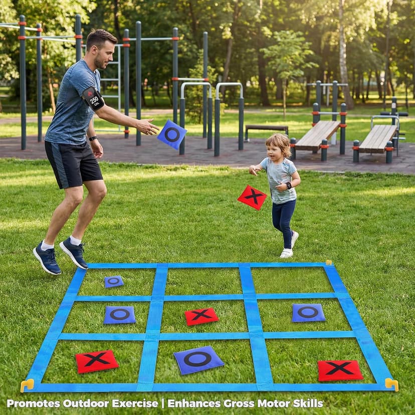 CWLAKON Outdoor Giant Tic Tac Toe Bean Bag Toss Games for Kids Adults Family, Large Outside Lawn Yard Backyard Carnival Field Day Game, Birthday Party Family Reunion Games Playground Fitness Equipment