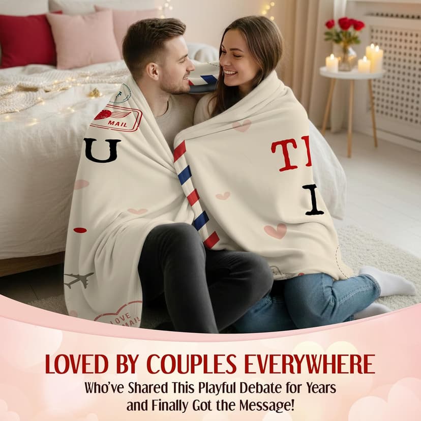 Christmas Anniversary Couple Gifts for Women - I Love You More Soft Fleece Throw Blanket 50x60 in - Birthday Romantic Gifts for Girlfriend Boyfriend Wife Husband, I Love You Gift for Him Her