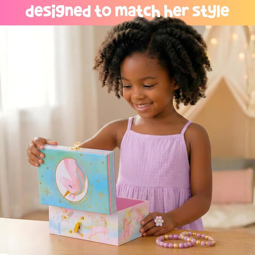 Music Boxes for Little Girls, Toddler Jewelry Box for 4 Year Old Kids, Toys for Toddlers, Birthday Gifts for Kids 5-9 Years Giggle & Honey® Musical Unicorn Jewelry Box for Girls B0CHKLZ7PJ