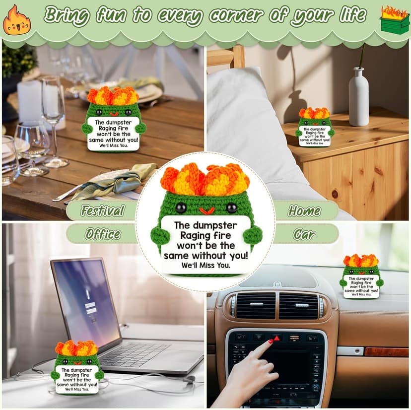 Positive Crochet Dumpster Emotional Fire Christmas Stocking Stuffers Thank You Birthday Retirement for Women Men Chaos Coordinator Office Funny Gag Boss Lady Gifts Going Away Farewell for Coworkers