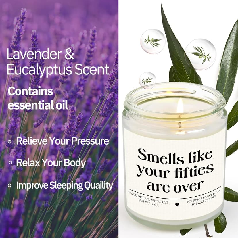 Niyewsor 60th Birthday Gifts for Women Men, Sixty Birthday Candle, 1965 60th Birthday Decorations for Woman Men, 60 Year Old Bday Gifts for Friends, Sister, Mom, Dad, Handmade, 7oz