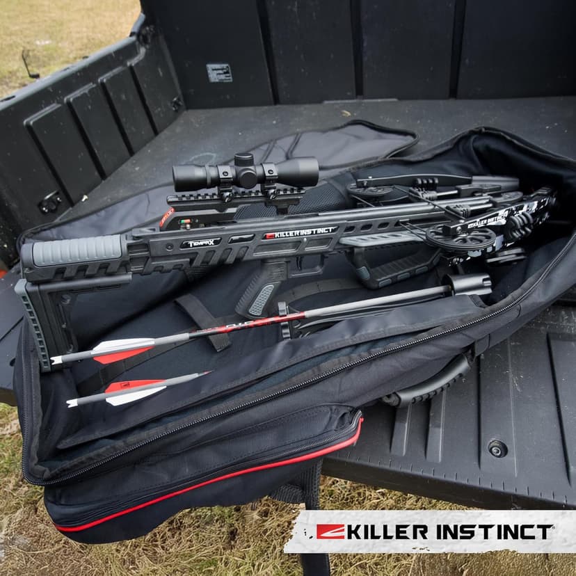 Killer Instinct TEMPR-X Crossbow Kit 405 FPS 195 LB Draw Weight - X CAM Synchronized Design with Lumix 4x32 Scope and Anti-Dry Fire Safety