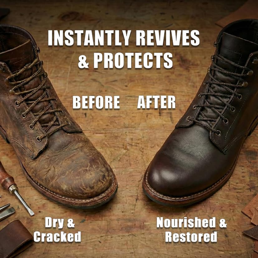 OKOstand Mink Oil Leather Conditioner Kit, 4-in-1 Boot Care Set with 3.52 oz Mink Oil & Horsehair Brush