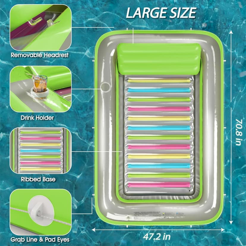 Inflatable Tanning Pool Lounger Float - Jasonwell 4 in 1 Sun Tan Tub Sunbathing Pool Lounge Raft Floatie Toys Water Filled Tanning Bed Mat Pad for Adult Blow Up Kiddie Pool Kids Ball Pit