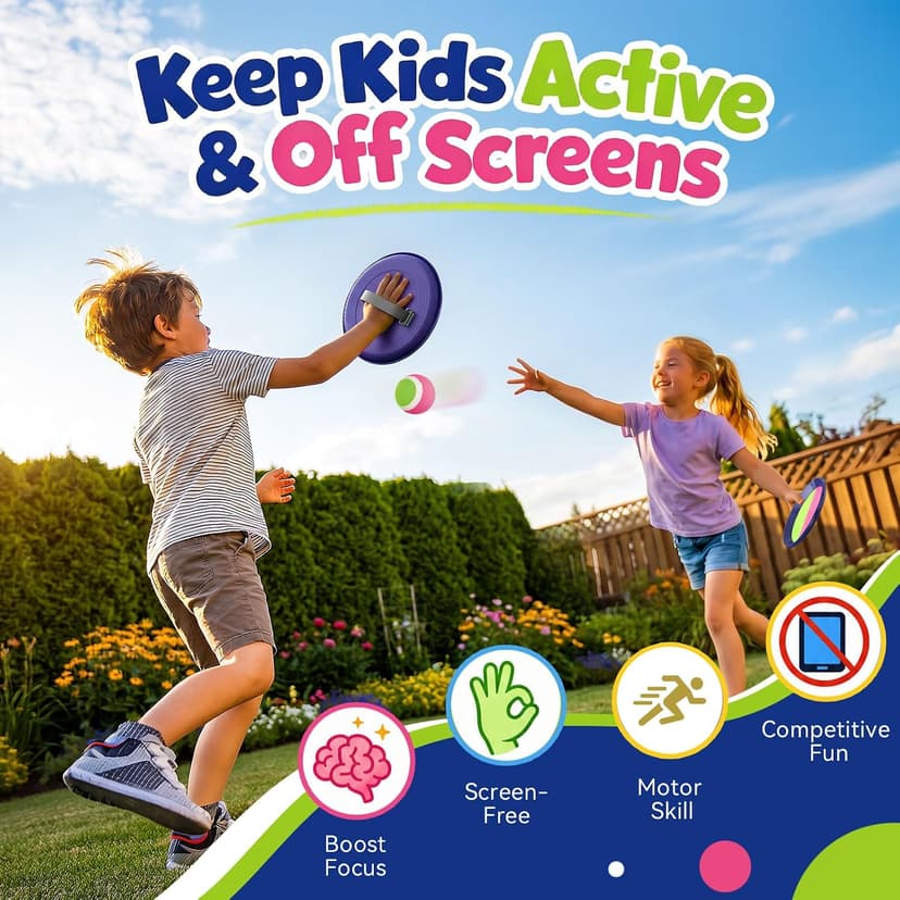 Toss and Catch Velcro Ball Set for Kids Outdoor Toys Yard Games Outside Games Beach Toys for 3 4 5 6 7 8 9 10 Year Old Boys Girls Classic Gift B0H36QJ768