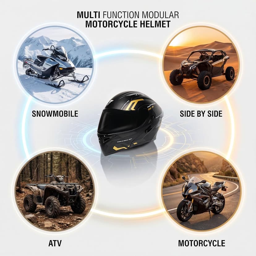 Modular Flip-Up Motorcycle Helmet | DOT Approved Full Face Dual Visor Street Bike Helmet with Tinted Visor & Ski Mask for Men & Women | Matte Black