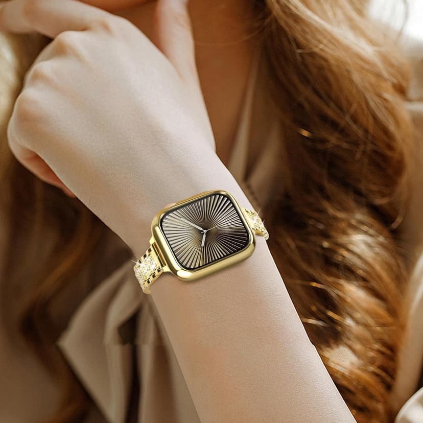 JR.DM 40mm Soft Flexible TPU Case Compatible for Apple Watch Series 6/5/4/SE Touchable Screen Lightweight Anti-Scratch All-Around Protector Thin Guard Shockproof Cover Shiny Bumper for iWatch, Gold