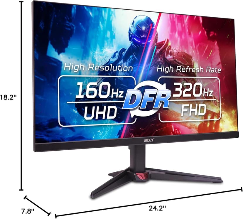 acer Nitro 27” 4K UHD 3840 x 2160 Gaming IPS Monitor | AMD FreeSync Premium | Up to 160Hz Refresh Rate with DFR to FHD 320Hz| Up to 0.5ms | 1 x Display Port 1.4 & 2 x HDMI 2.1 Ports | VG270K V4bmiipx