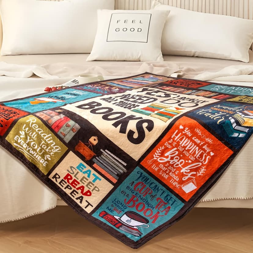 Book Lover Blanket Gifts for Book Lovers - I Really Do Need All These Books Soft 50" X 60" Soft Throw Blanket - Christmas Books Themed Presents for Readers