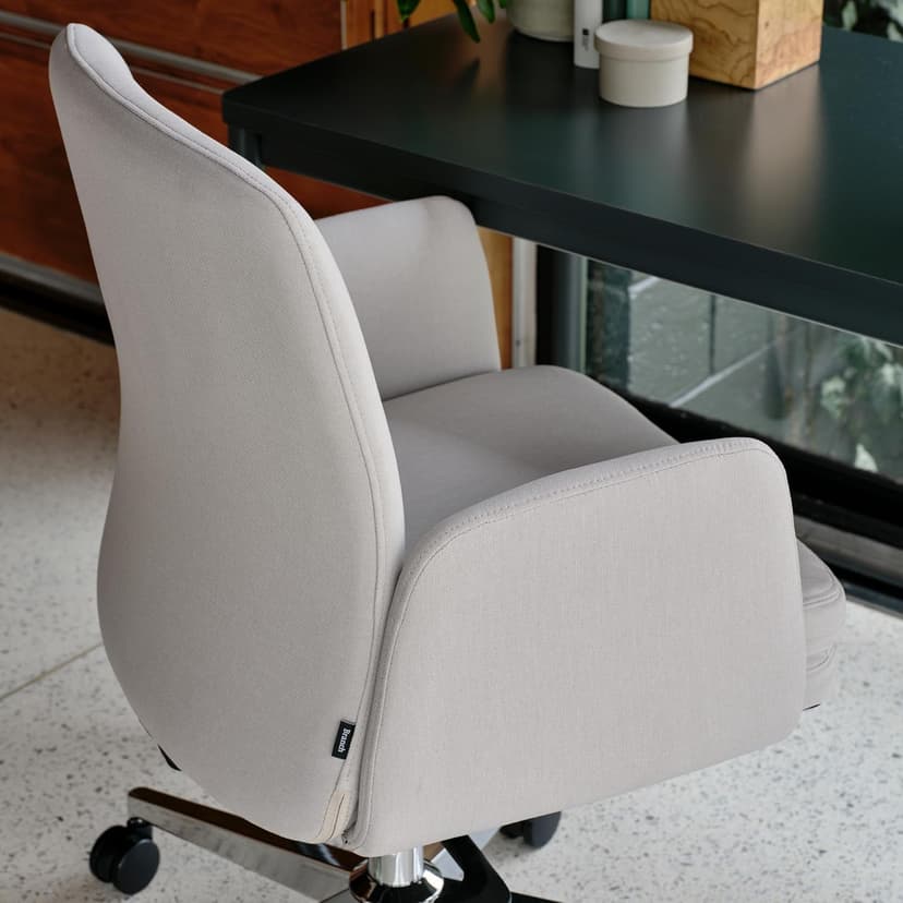 Branch Softside Mid Century Modern Office Chair, Vegan Leather - Removable Arms & Mid Back Design with Luxury Cloud-Like Comfort - Adjustable Height - Integrated Lumbar Support - Limestone