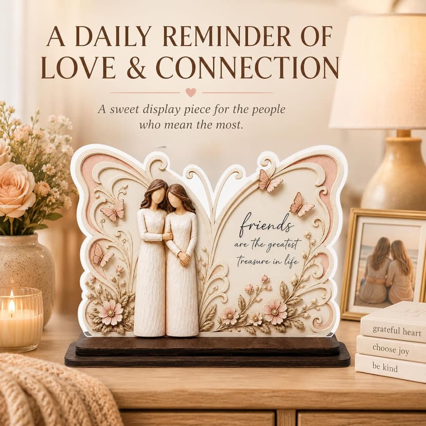 Thanksgiving, Christmas Gift for Friends, Besrt Friend, Friend Birthday Gifts for Women, 2-layer Acrylic and Wood Desk Decor Friendship Gifts for Women, Birthday Gifts for Friends, Friendship Plaques B0H8SXKFP6