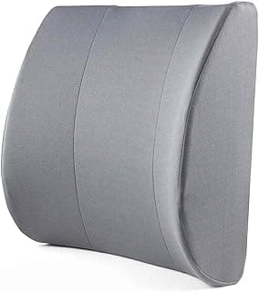DMI Lumbar Support Pillow for Chair to Assist with Back Support with Removable Washable Cover and Firm Insert to Ease Lower Back Pain while Improving Posture, 14 x 13 x 5, Contoured Foam, Elite, Gray
