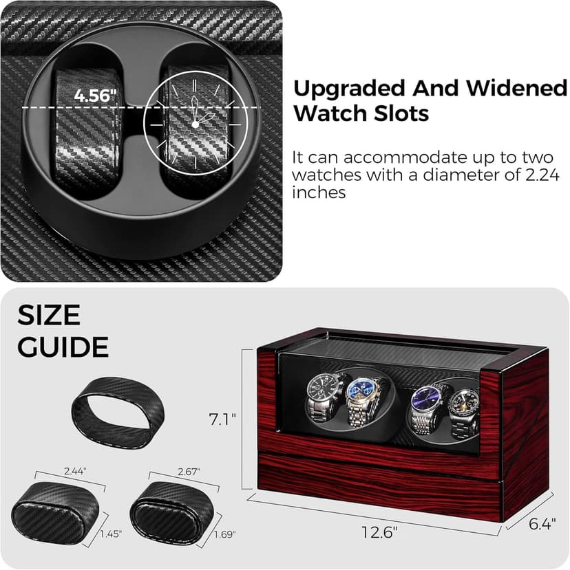 ANWBROAD ANWBROAD Watch Winders For Automatic Watches, Automatic Watch Winder Box With Led Light, Watch Turner For Automatic, 4 Watch Rotator And Super Quiet Motor And 4 Rotation Mode, UJWW011Y