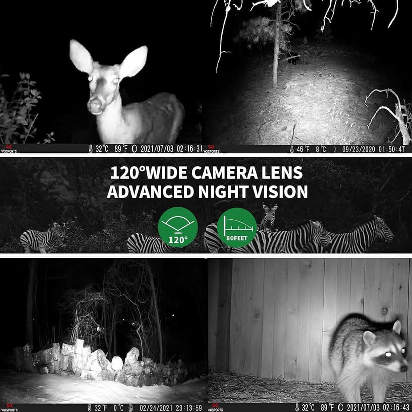 WOSPORTS Trail Camera,56MP 4K 0.2S Trigger Motion Activated,Game Camera with Night Vision IP66 Waterproof 2.0''LCD 120°Wide Trail Cam Lens for Outdoor Scouting Wildlife Monitoring Home Security