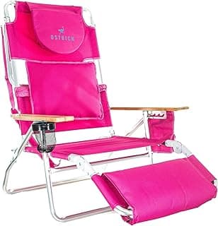 Ostrich the Deluxe 3N1 Lightweight Lawn Beach Reclining Lounge Chair with Footrest, Outdoor Furniture for Patio, Balcony, Backyard, or Porch, Pink