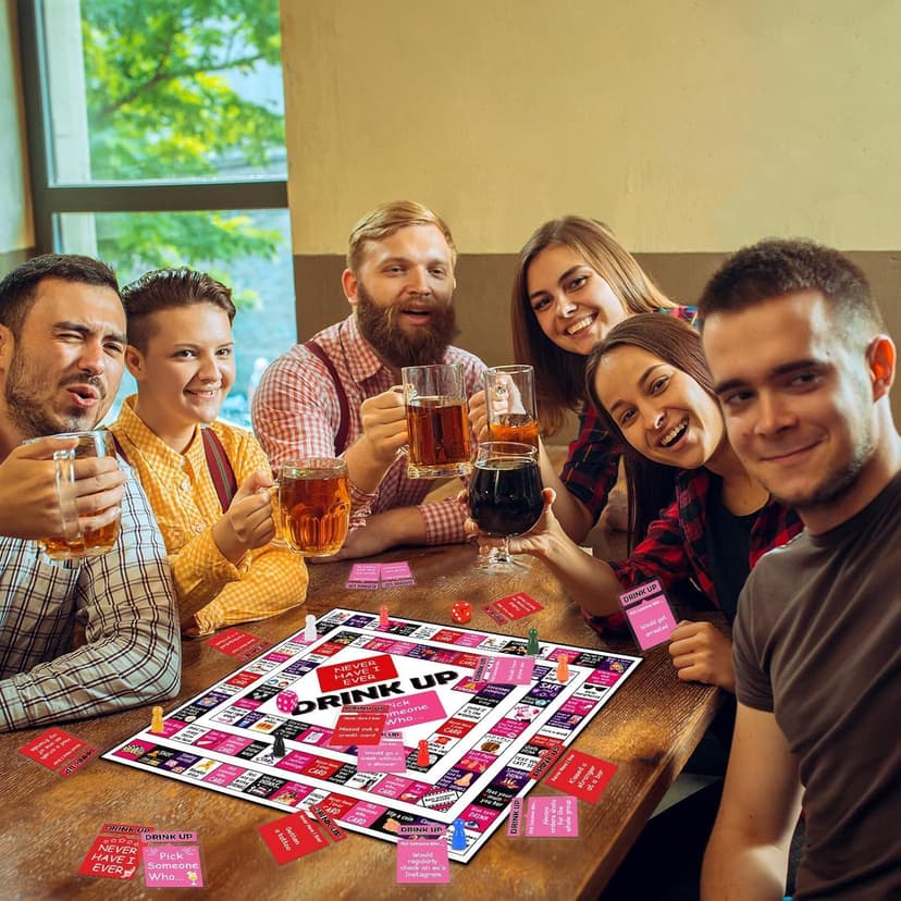 Drinking Board Games for Adults Waterproof Rubber Mat Drink Up Board Games Adult Tipsy Funny Party Interactive Drinking Games Ideal for Game Night Birthday Party Play, Age 21+, 2-8 Players
