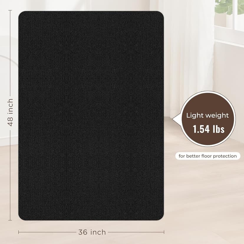 Sycoodeal Office Chair Mat for Hardwood Floor,Slip Resistant Floor Mat for Office Computer Gaming Chair,Heavy Duty Floor Protector for Rolling Chairs,Easy to Clean,Black(36"x48")