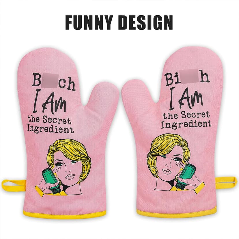 Miracu Oven Mitt, Funny Kitchen Cooking Oven Mitts, Pink Kitchen Accessories, Cute Baker Stuff, Baking Gifts for Women Mom, House Warming Gifts New Home Apartment, for Christmas Birthday Housewarming