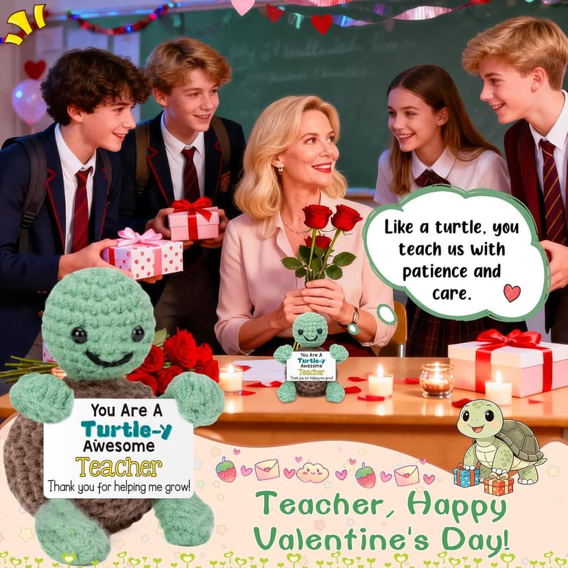 Mini Funny Turtle Teacher Valentine Day Gift for Women Men, End of Year Thank You Teacher Appreciation Gifts Ideas In Bulk, Personalized Cool Small Cute Stuff Things, Daycare Music Teachers Must Have