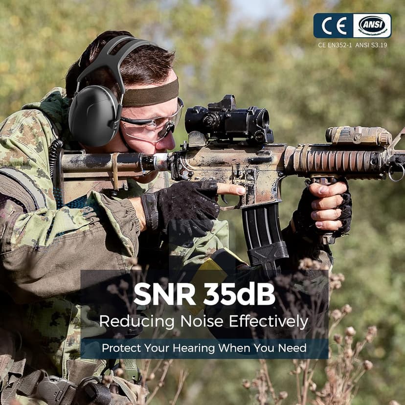 SNR 35dB Hearing Protection Ear Muff, Effective Ear Protection, Noise Cancelling Headphones for Adults Kids Mowing Autism, Adjustable Noise Cancelling Ear Muffs, Safety Earmuffs with Storage Bag