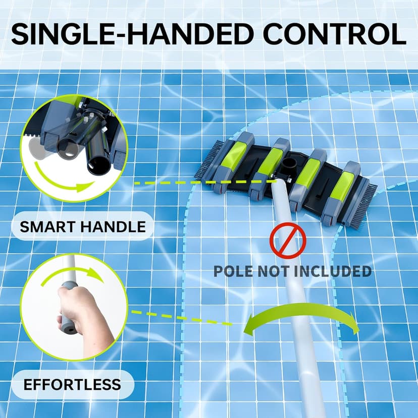 Sepetrel Heavy Duty Pool Vacuum Head with Wheels & Aluminum Handle, Professional Weighted Flexible Vacuum Head