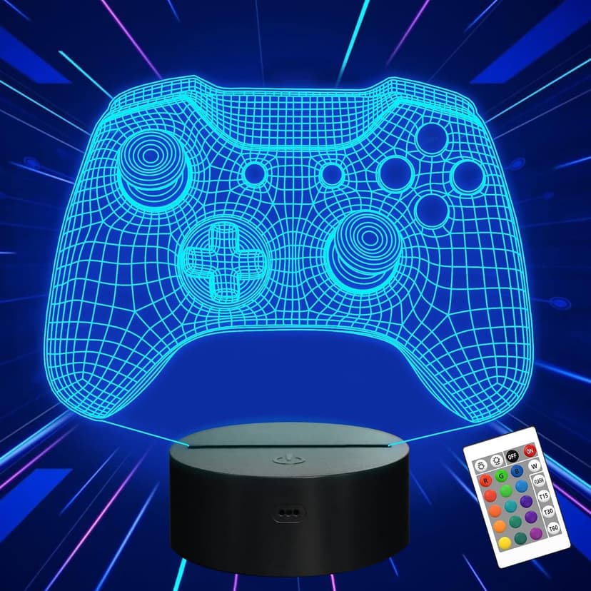 Attivolife Gamepad 3D Illusion Lamp, Controller Night Light with Remote Control + Timer 16 Color Changing Desk Lamp Kids Gamer Room Decor Plug in Best Cool Festival Birthday Gift for Boy Men B08Y5J1ML5