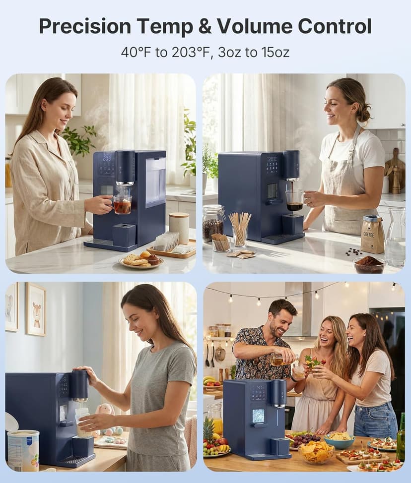 3-in-1 Water Dispenser with Ice Maker – Compact Coffee Brewer, K-Cup® Pod Compatible, Hot/Cold/Warm Water, Adjustable Water Volume, Bullet Ice Ready in 8–12 Minutes, for Home & Office