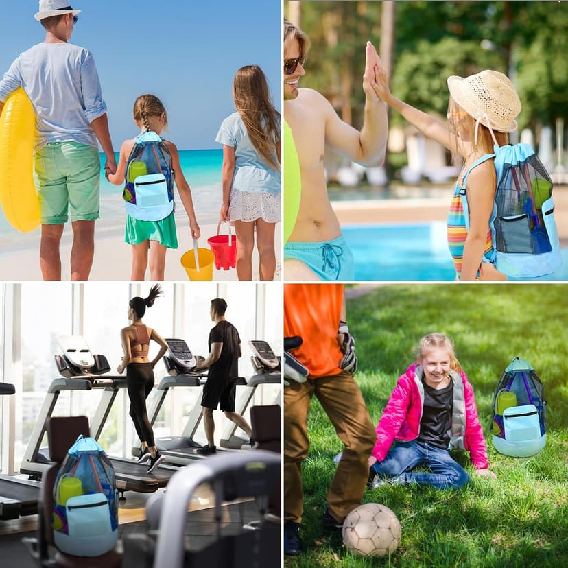 Beach toy bag,mesh backpack for beach,Beach Vacation Essentials,Shell Collecting Bag Shelling Tools,Beach Must Haves Sand Box Toys Seashell Bags(1PCS blue)