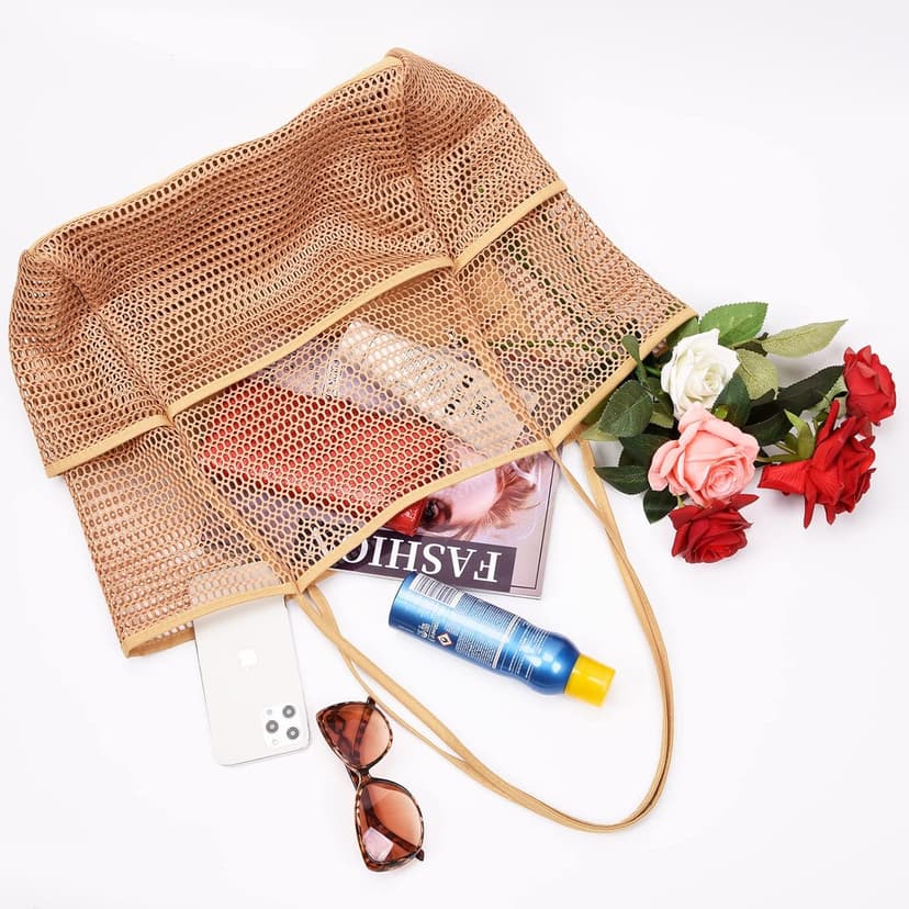 Tainehs Beach Bag - Mesh Tote Bag Beach Vacation Clothes for Women Pool Bag for Travel Pool Family Cruise Essentials 2026