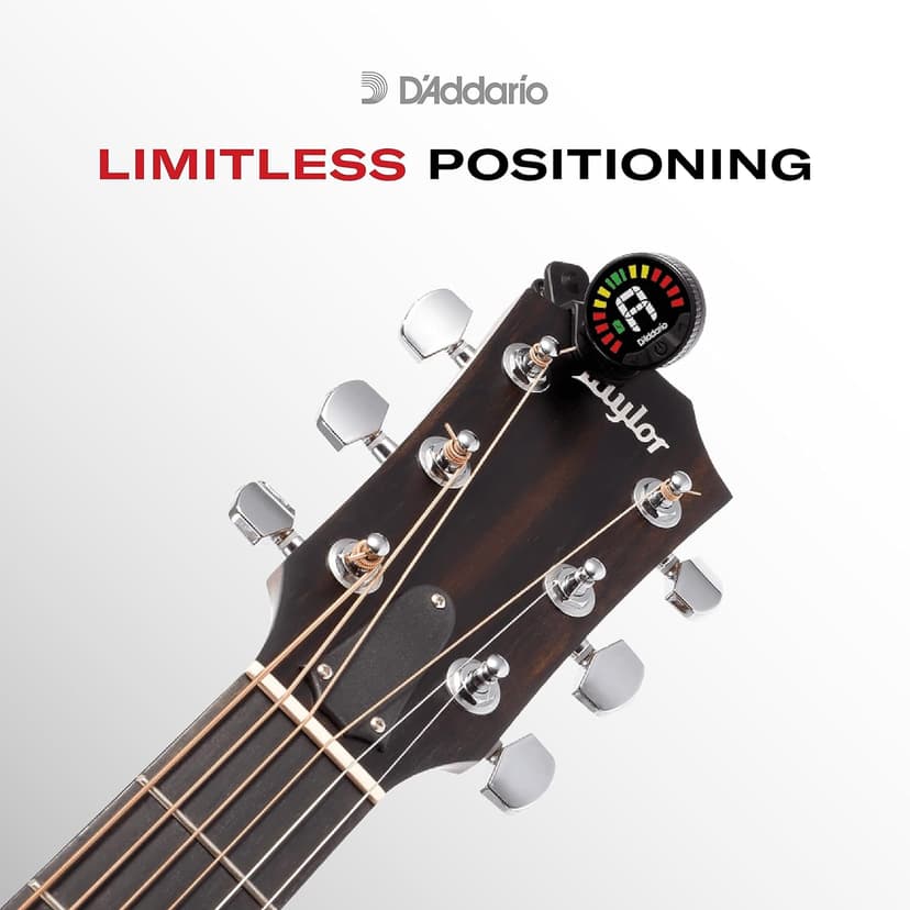 D'Addario Nexxus 360 Rechargeable Guitar Tuner - Clip On Guitar Tuner - Acoustic Guitar Tuner - Electric Guitar Tuner - 24 Hours of Tuning Time per Charge - Rotates 360-degrees