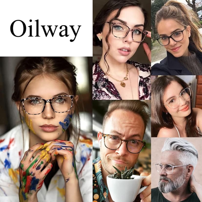 Oilway Blue-Light Blocking Glasses Computer Reading/Gaming/TV/Phones Glasses Fashion Anti Eyestrain UV Glasses for Women Men（A2 Black + Gray）