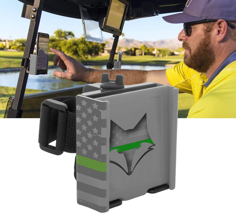 DESERT FOX GOLF Phone Caddy – American Flag Golf Cart Phone Holder – Secure Hook-and-Loop Mount, One-Hand Access, Universal Fit, Patriotic Golf Accessories (Green Line) B08N5HCCKG