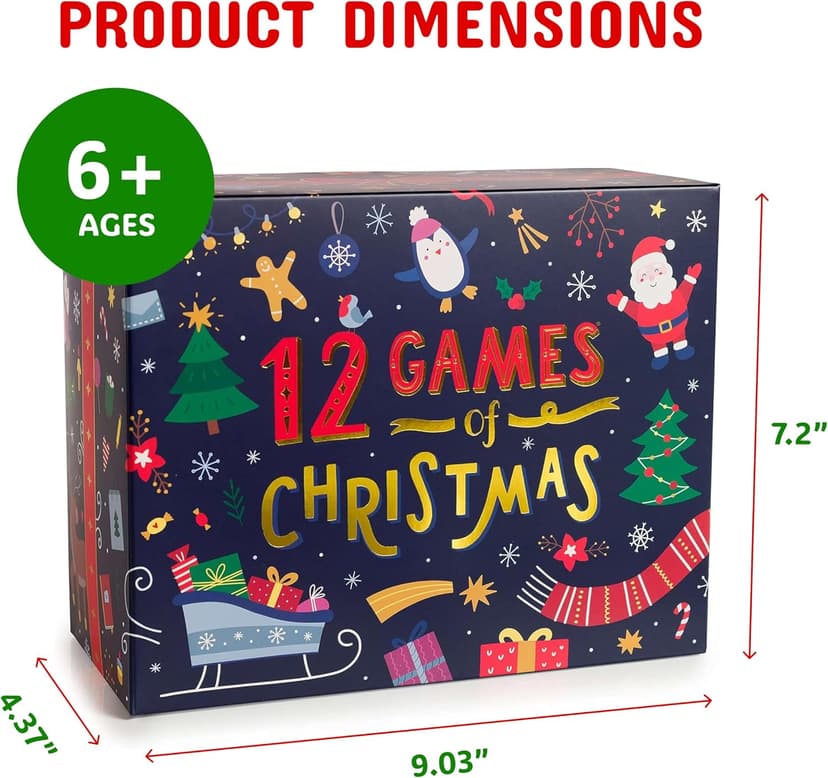 Gutter Games 12 Games of Christmas - 12 Hilarious Holiday Activities [Family Party Games Pack for Kids, Teens & Adults] - by Beat That! Game - Multicolor