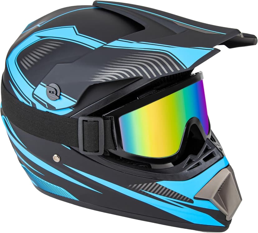 CARTMAN Adult Dirt Bike Helmets Motocross ATV Dirtbike Offroad Full Face Motorcycle Helmet, DOT Approved Matte Black and Blue