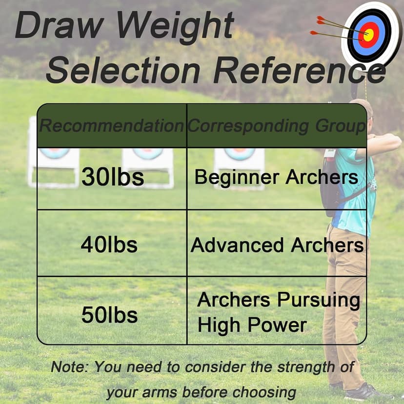 Archery 60" Recurve Bow and Arrow Set for Adults, 30-50lbs Right Hand Wooden Hunting Bow for Outdoor, Hunting and Practice, Standard Target Archery Beginner Recurve Bow and Arrows Kit