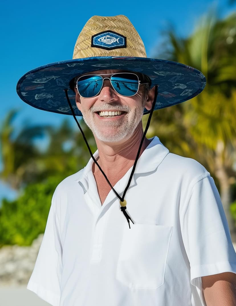 Palmyth Straw Hat for Men & Women Sun Hats, Lifeguard Hat, Beach Hat, Fishing Hat Wide Brim UPF 50+ Sun Protection