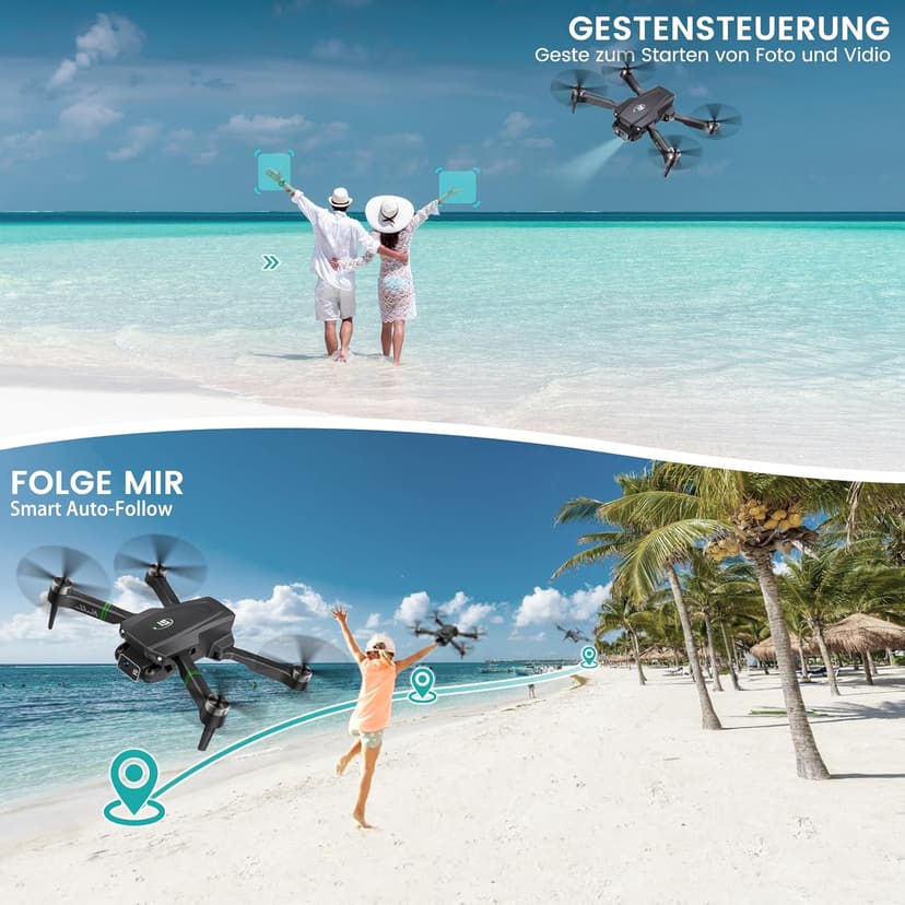 Drones with Camera for Adults 4K 1080P, Mini Drone with Camera, Altitude Hold, One Key Take Off/Landing, Headless Mode, 3D Flip, 3 Speed Mode, Foldable Remote Control Drone with 2 Batteries for Beginners
