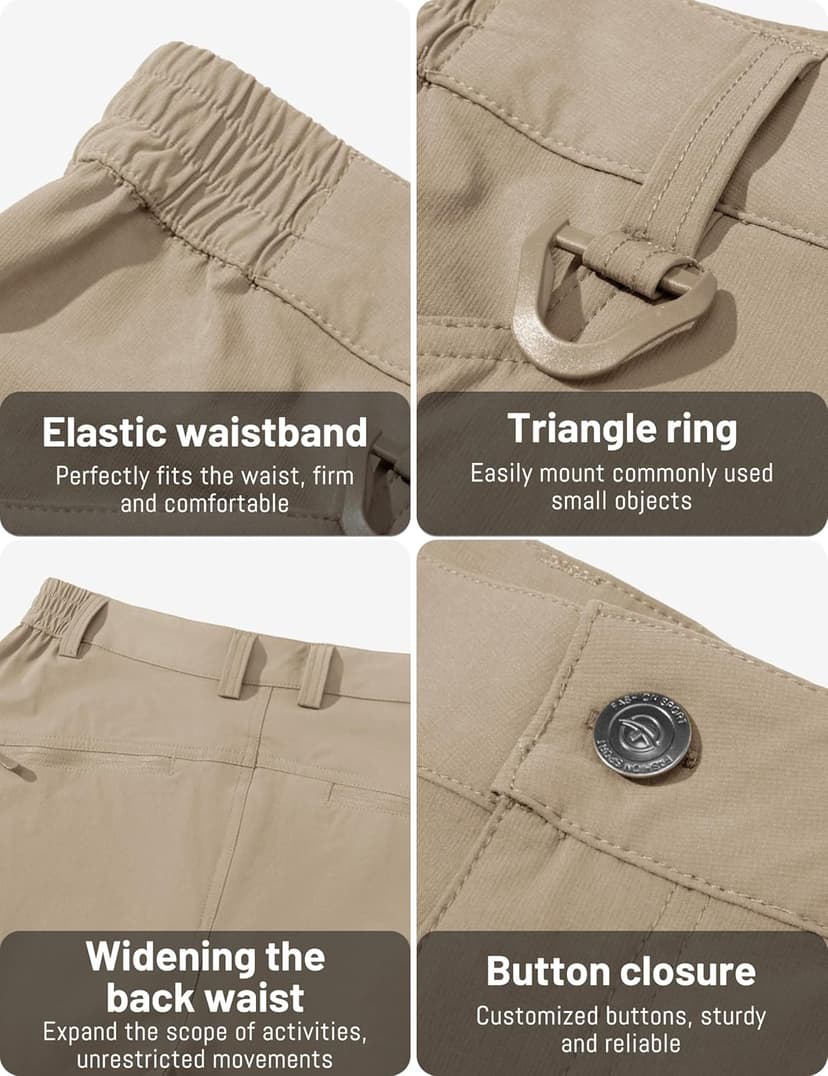 TACVASEN Men's Lightweight Hiking Tactical Pants Waterproof Quick Dry Cargo Work Rain Outdoor Pants 8 Pockets